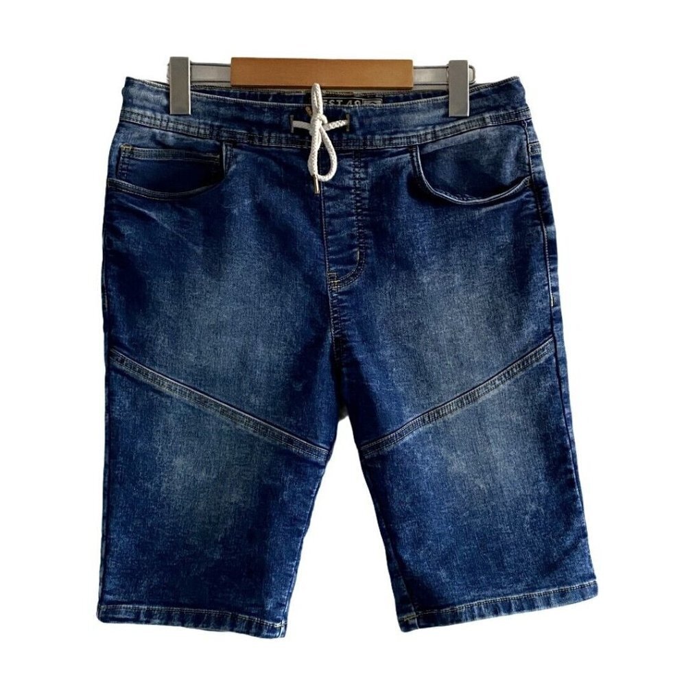 WEST 49 Men's Blue  Knit Denim Drawstring Jogger Shorts US S